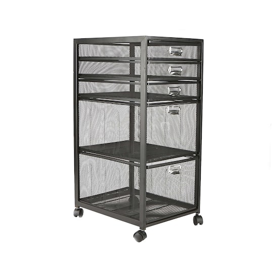 Mind Reader Black 5-Drawer Rolling File Cabinet